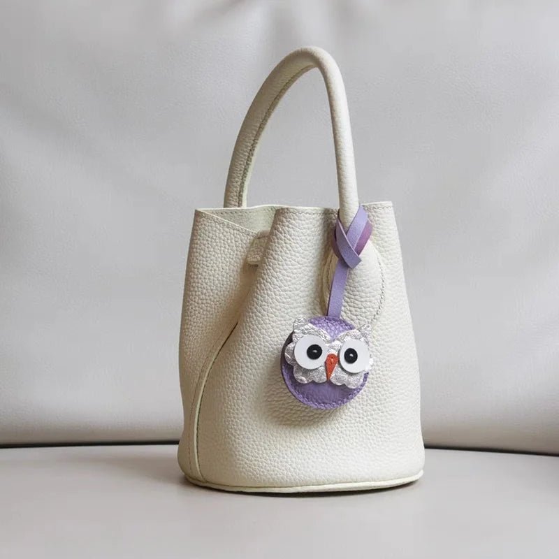 Nordic Owl Leather Bag Charm – Handmade Full - Grain Leather Keychain | Symbol of Wisdom & Protection | Backpack & Handbag Pendant - Tomlynam