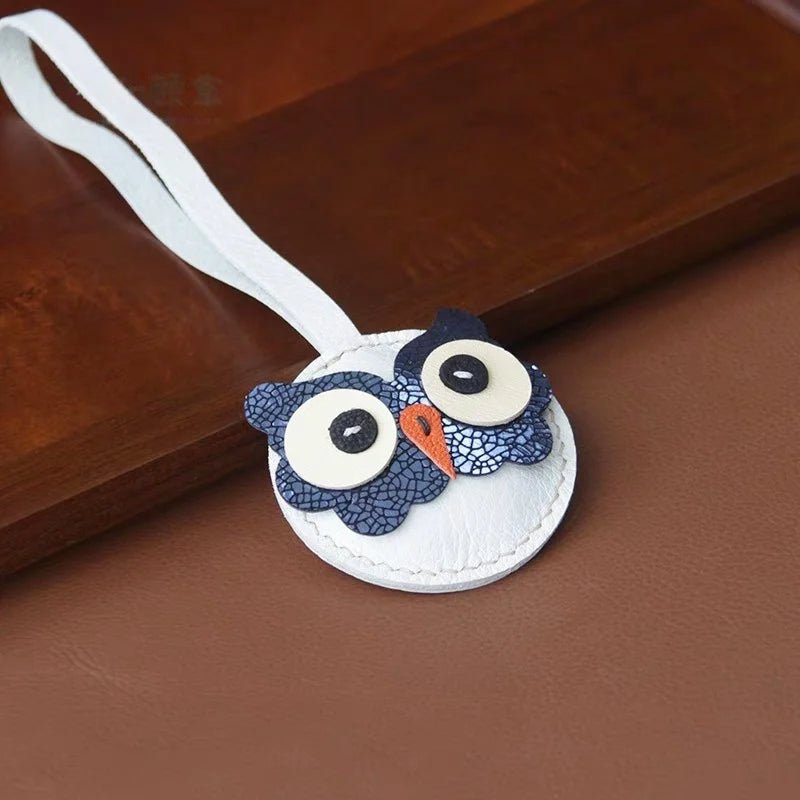 Nordic Owl Leather Bag Charm – Handmade Full - Grain Leather Keychain | Symbol of Wisdom & Protection | Backpack & Handbag Pendant - Tomlynam