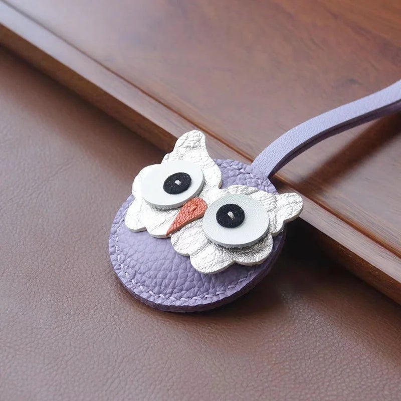 Nordic Owl Leather Bag Charm – Handmade Full - Grain Leather Keychain | Symbol of Wisdom & Protection | Backpack & Handbag Pendant - Tomlynam