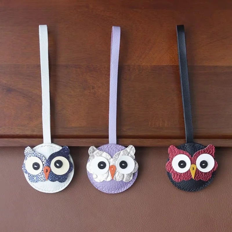 Nordic Owl Leather Bag Charm – Handmade Full - Grain Leather Keychain | Symbol of Wisdom & Protection | Backpack & Handbag Pendant - Tomlynam