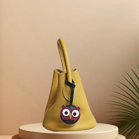 Nordic Owl Leather Bag Charm – Handmade Full - Grain Leather Keychain | Symbol of Wisdom & Protection | Backpack & Handbag Pendant - Tomlynam