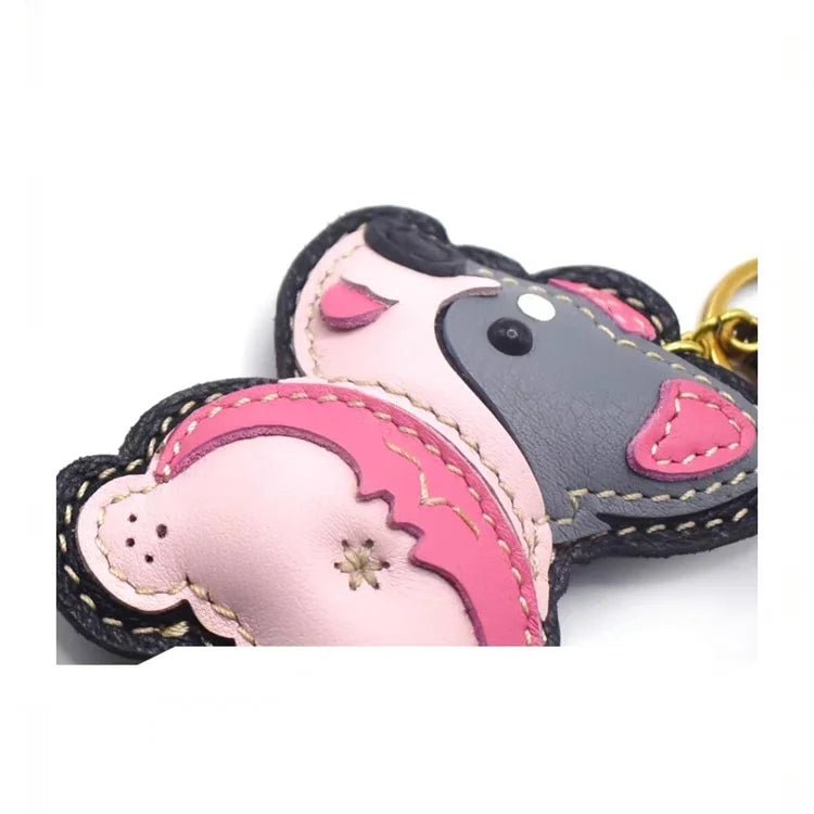 Nordic - Style Corgi Leather Bag Charm – Handmade Full - Grain Cowhide Puppy Keychain | Car Pendant & Trendy Bookmark | Cute Zodiac Dog Accessory - Tomlynam