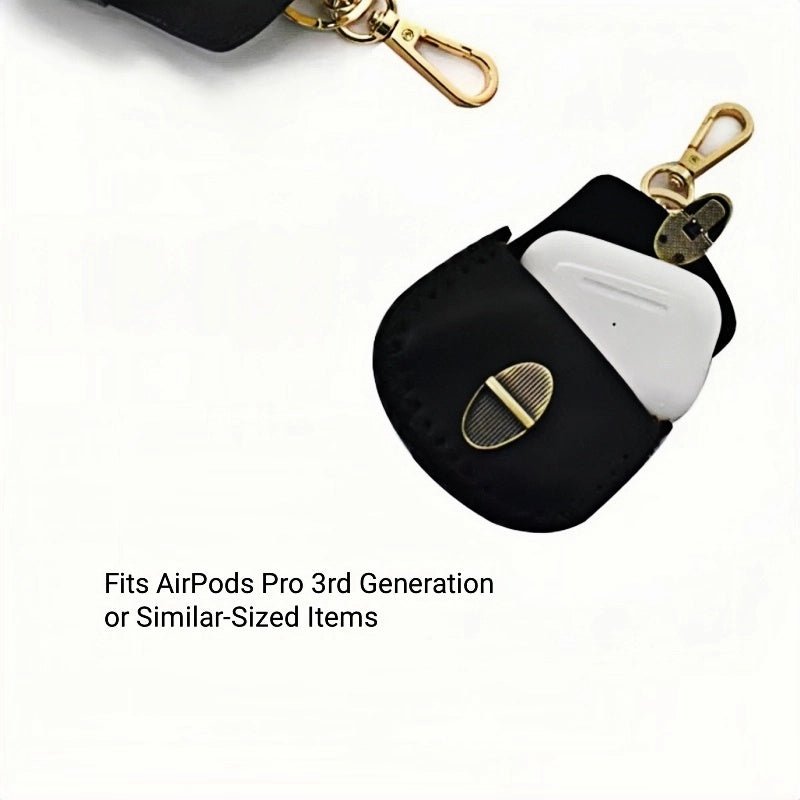 Nordic - Style Genuine Leather Earphone Case – Handmade Top - Grain Cowhide Bag Charm for AirPods or Coins, Creative and Minimalist Accessory - Tomlynam