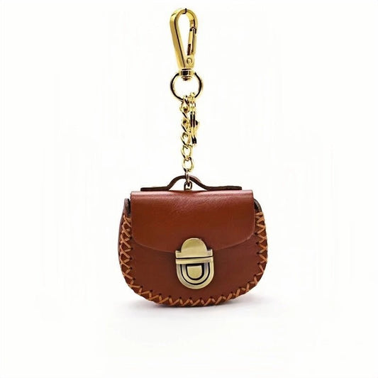 Nordic - Style Genuine Leather Earphone Case – Handmade Top - Grain Cowhide Bag Charm for AirPods or Coins, Creative and Minimalist Accessory - Tomlynam