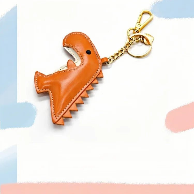 Nordic - Style Lucky Dino Leather Bag Charm – Handmade Full - Grain Leather Keychain | Year of the Dragon Zodiac Charm | Bookmark & Handbag Pendant - Tomlynam