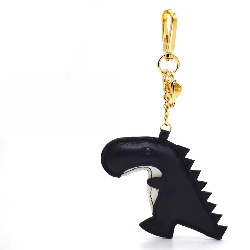 Nordic - Style Lucky Dino Leather Bag Charm – Handmade Full - Grain Leather Keychain | Year of the Dragon Zodiac Charm | Bookmark & Handbag Pendant - Tomlynam
