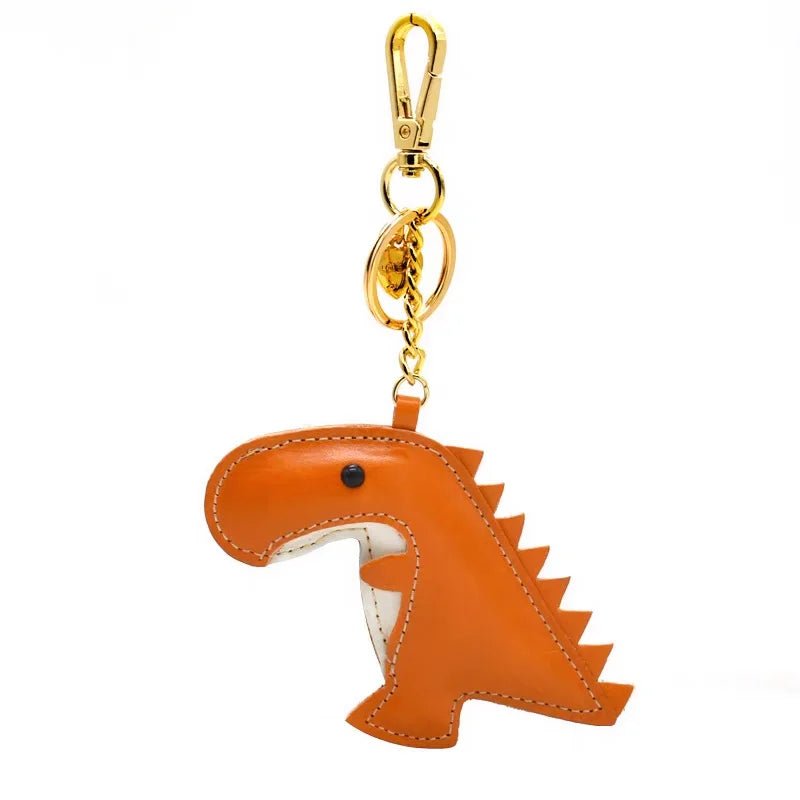 Nordic - Style Lucky Dino Leather Bag Charm – Handmade Full - Grain Leather Keychain | Year of the Dragon Zodiac Charm | Bookmark & Handbag Pendant - Tomlynam
