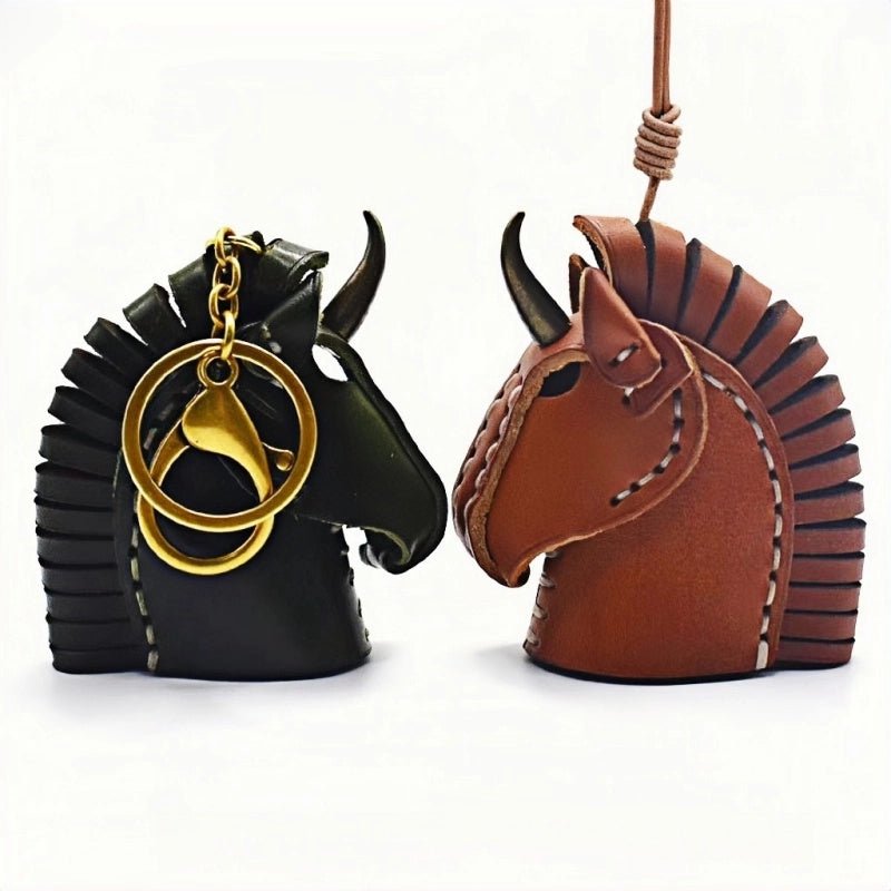 Nordic Unicorn Bag Charm – Genuine Leather Keychain Accessory, Handcrafted Cowhide, Unique Bookmark Design, Creative Gift for Her - Tomlynam