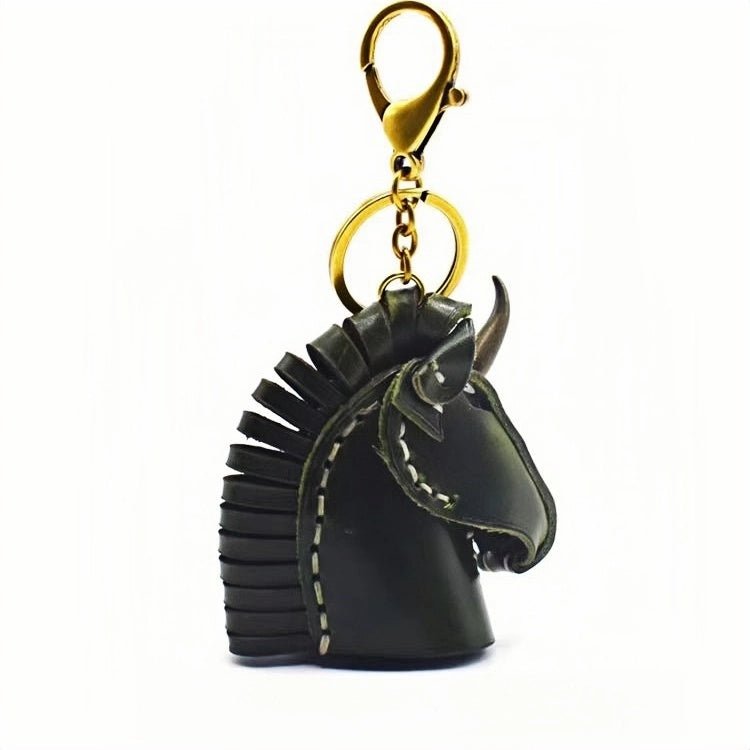 Nordic Unicorn Bag Charm – Genuine Leather Keychain Accessory, Handcrafted Cowhide, Unique Bookmark Design, Creative Gift for Her - Tomlynam