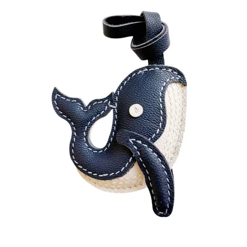 Ocean - Inspired Blue Whale Leather Bag Charm – Handmade Full - Grain Leather | Car Key Accessory | Nautical Gift for Women - Tomlynam