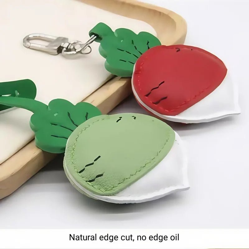 Original Design Leather Carrot Bag Charm – Handmade Lambskin Pendant, Cute Whimsical Keychain Accessory - Tomlynam