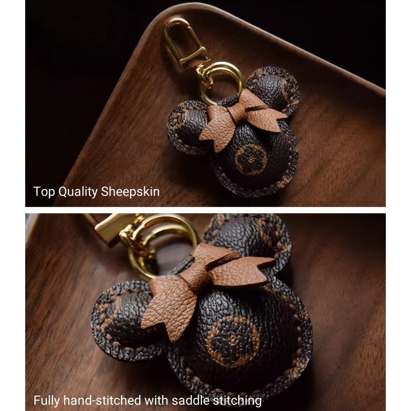 Original Design Mouse - Inspired Bag Charm | Handmade Genuine Leather with Classic Monogram | Elegant Gift for Her - Tomlynam