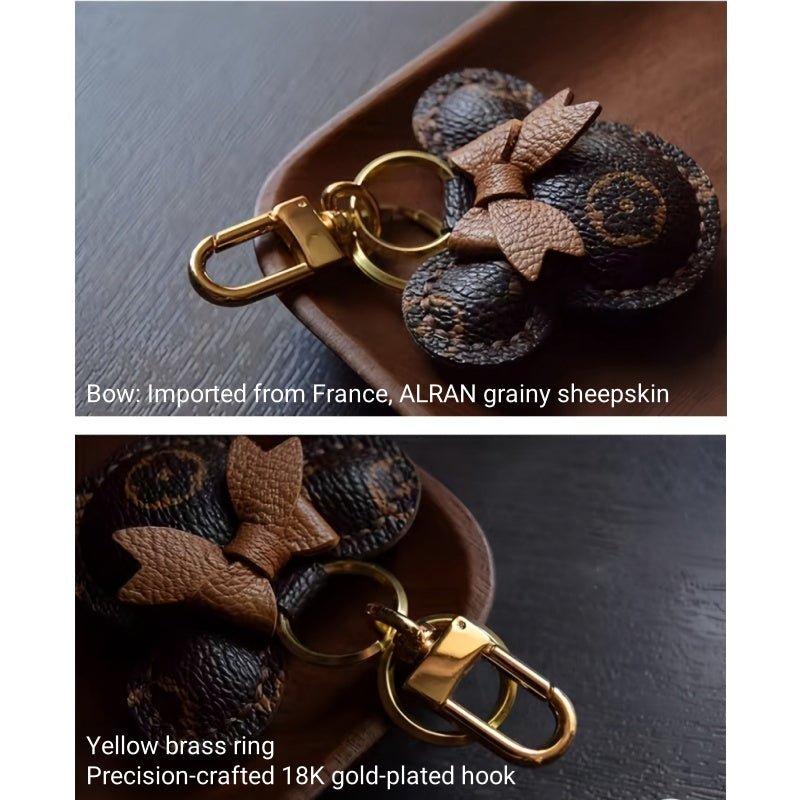 Original Design Mouse - Inspired Bag Charm | Handmade Genuine Leather with Classic Monogram | Elegant Gift for Her - Tomlynam