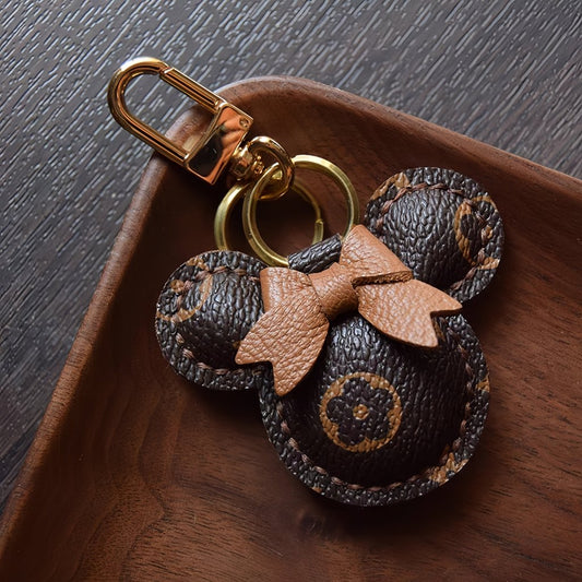 Original Design Mouse - Inspired Bag Charm | Handmade Genuine Leather with Classic Monogram | Elegant Gift for Her - Tomlynam