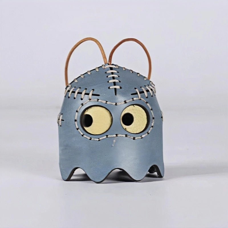 Pac - Man Leather Bag Charm – Handcrafted, Full - Grain Cowhide, Nostalgic Design, Playful Wind Chime Accessory for Bags or Keys - Tomlynam