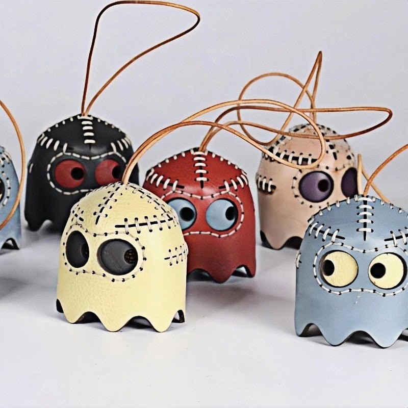 Pac - Man Leather Bag Charm – Handcrafted, Full - Grain Cowhide, Nostalgic Design, Playful Wind Chime Accessory for Bags or Keys - Tomlynam