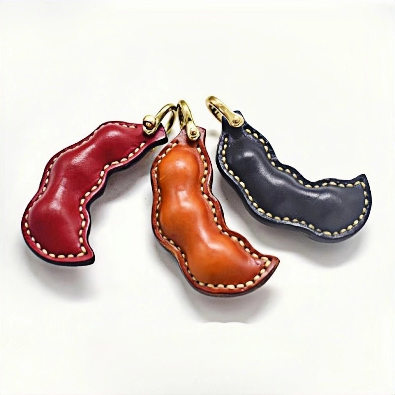 Peaceful Leather Pea Charm – Handcrafted Full - Grain Cowhide Bag Ornament, Dual - Sided Keychain, Car Accessory, Unique Gift for Any Occasion - Tomlynam