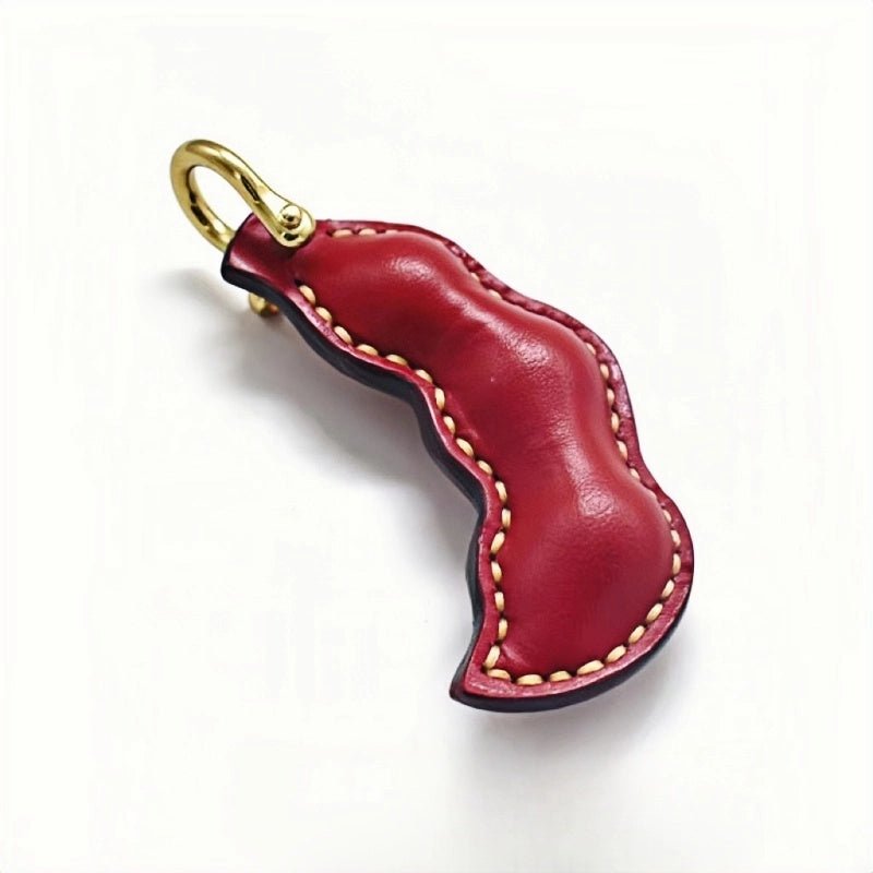 Peaceful Leather Pea Charm – Handcrafted Full - Grain Cowhide Bag Ornament, Dual - Sided Keychain, Car Accessory, Unique Gift for Any Occasion - Tomlynam