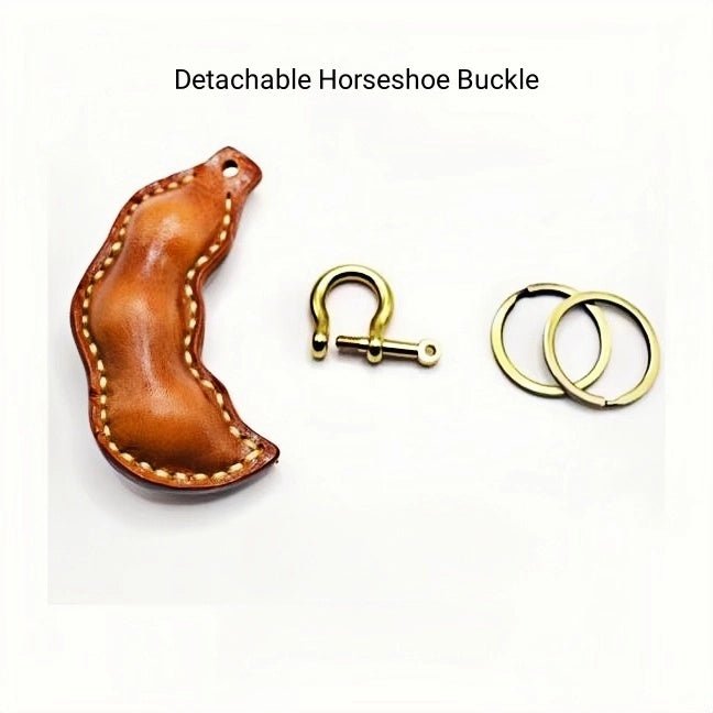 Peaceful Leather Pea Charm – Handcrafted Full - Grain Cowhide Bag Ornament, Dual - Sided Keychain, Car Accessory, Unique Gift for Any Occasion - Tomlynam