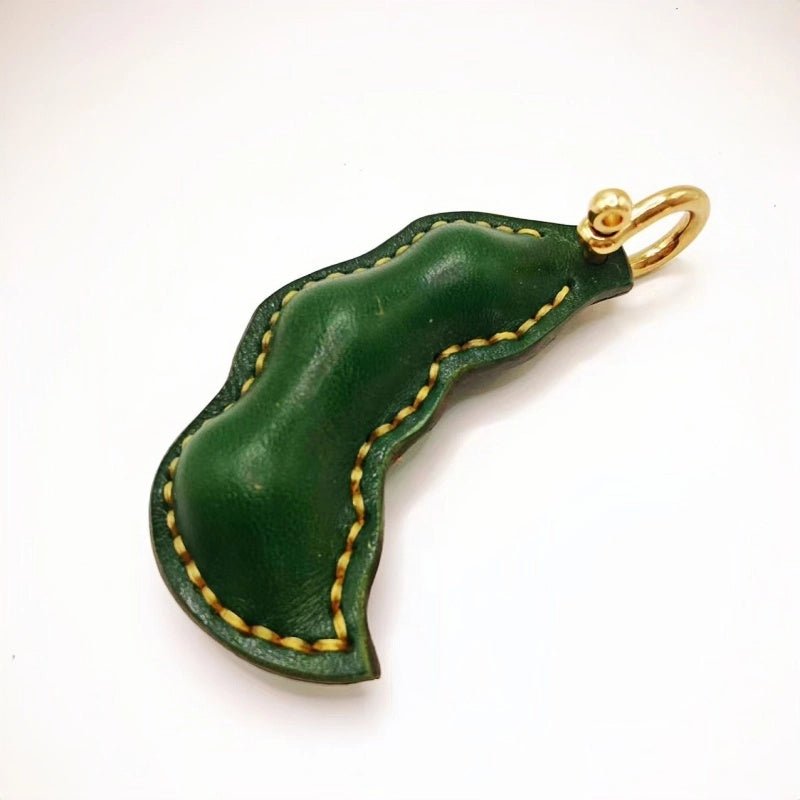 Peaceful Leather Pea Charm – Handcrafted Full - Grain Cowhide Bag Ornament, Dual - Sided Keychain, Car Accessory, Unique Gift for Any Occasion - Tomlynam