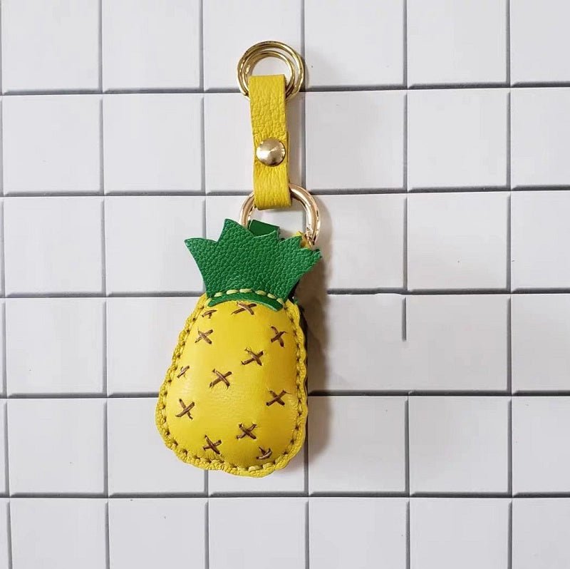 Pineapple Tassel Bag Charm – Handcrafted Full - Grain Lambskin Keychain, Tropical Style, Cute and Colorful Gift for Women and Friends - Tomlynam