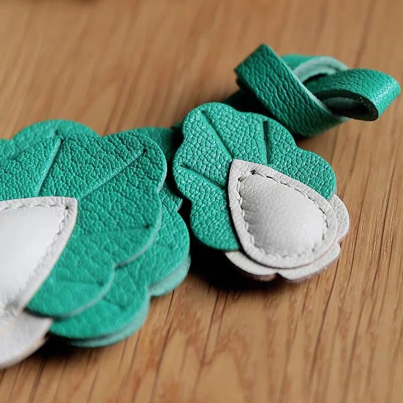 Playful Prosperity Cabbage Bag Charm – Handmade Full - Grain Goatskin Accessory | Lucky Pendant | Minimalist Fortune Gift - Tomlynam