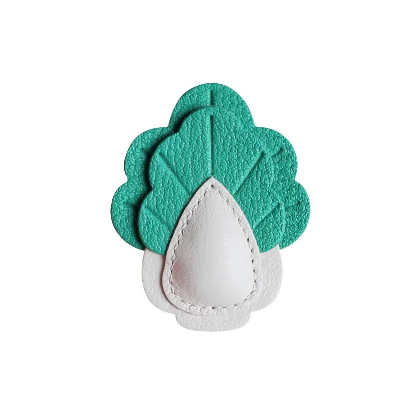 Playful Prosperity Cabbage Bag Charm – Handmade Full - Grain Goatskin Accessory | Lucky Pendant | Minimalist Fortune Gift - Tomlynam