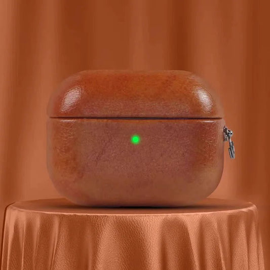 Premium Crazy Horse Leather AirPods Pro 2 Case – Handcrafted Protective Cover for Apple AirPods 4, Wireless Charging Compatible - Tomlynam