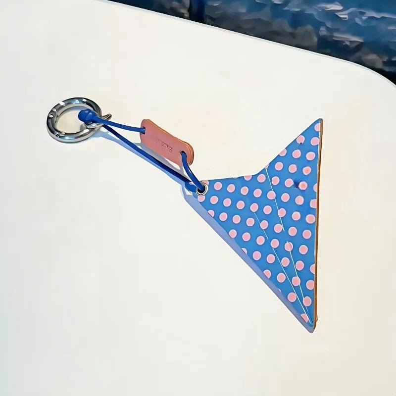 Premium Leather Printed Paper Airplane Charm – Creative and Minimalist Keychain and Bag Accessory Perfect for Holiday Gifting - Tomlynam