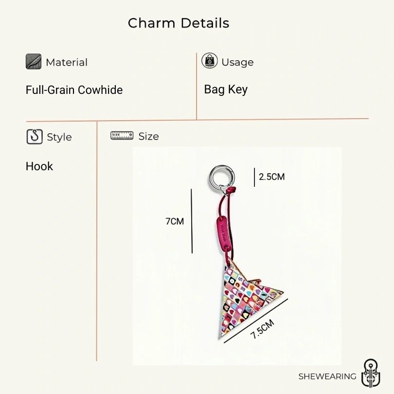 Premium Leather Printed Paper Airplane Charm – Creative and Minimalist Keychain and Bag Accessory Perfect for Holiday Gifting - Tomlynam