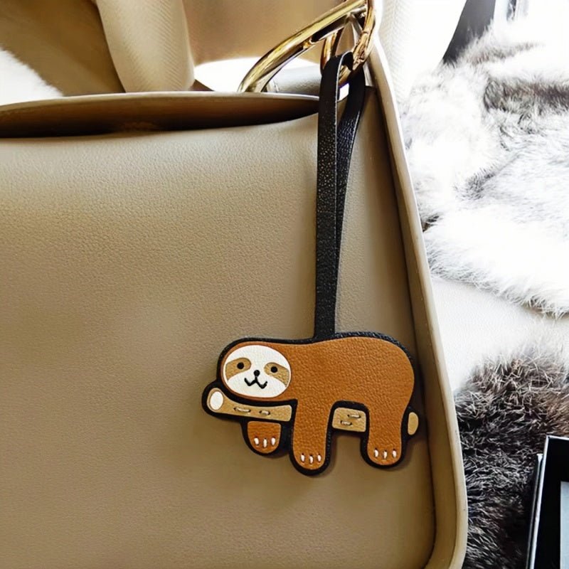 Premium Sloth Leather Charm – Handcrafted French Full - Grain Goatskin Bag Charm Gift Lovely Creative - Tomlynam