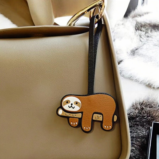 Premium Sloth Leather Charm – Handcrafted French Full - Grain Goatskin Bag Charm Gift Lovely Creative - Tomlynam
