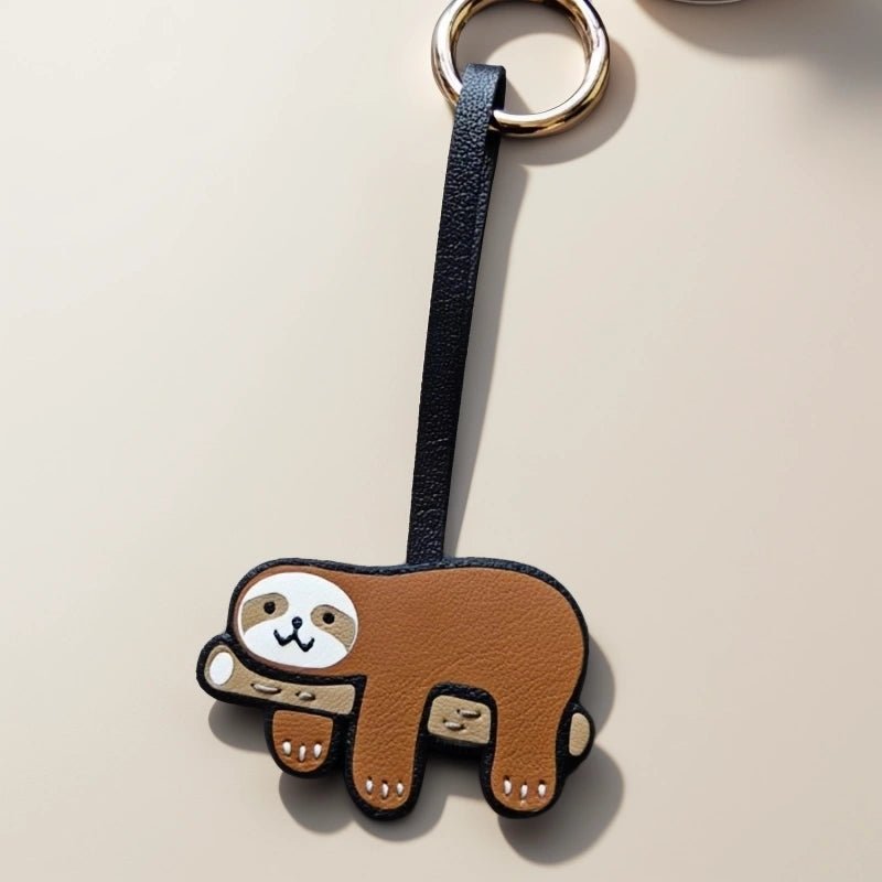 Premium Sloth Leather Charm – Handcrafted French Full - Grain Goatskin Bag Charm Gift Lovely Creative - Tomlynam