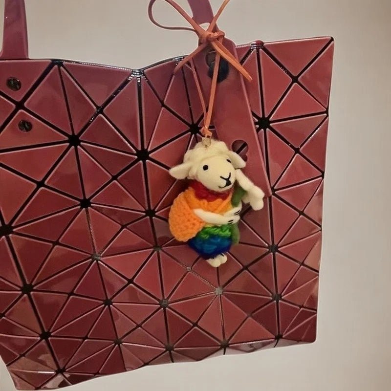 Rainbow Hug Sheep Wool Charm – Handmade Felted Bag Pendant | Soft Gift of Light & Warmth - Tomlynam