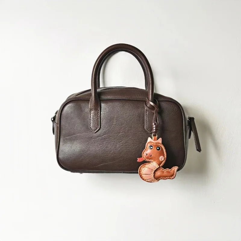 Snake Year Leather Bag Charm – Handmade Vegetable - Tanned Leather Accessory, Zodiac - Inspired Gift - Tomlynam