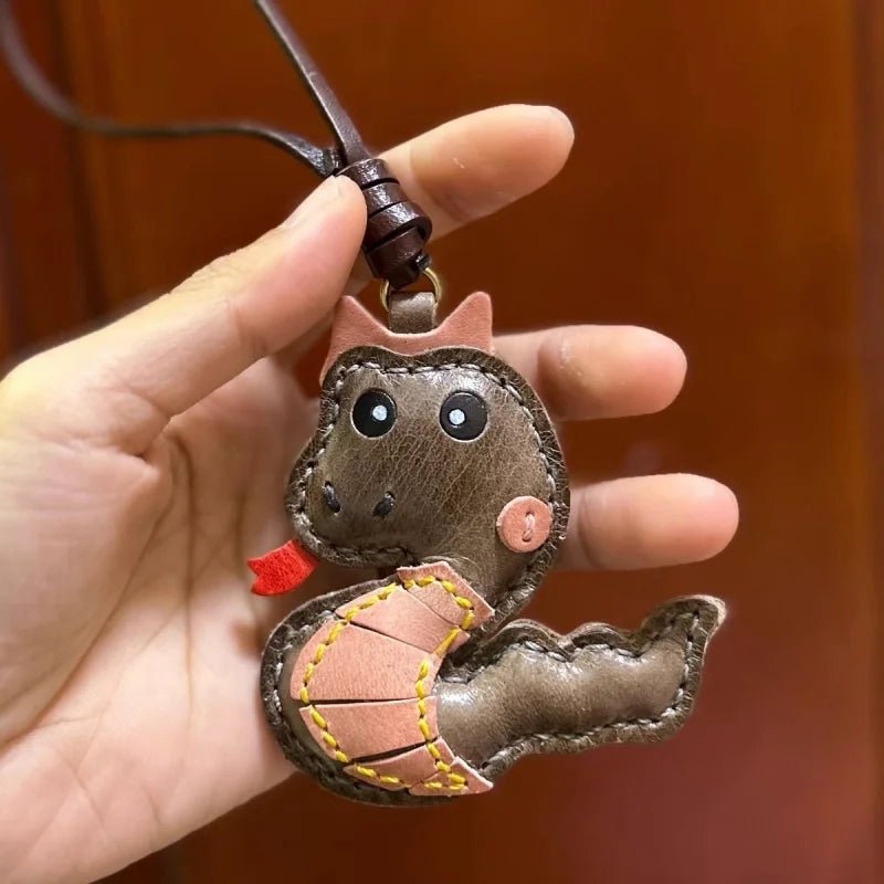 Snake Year Leather Bag Charm – Handmade Vegetable - Tanned Leather Accessory, Zodiac - Inspired Gift - Tomlynam
