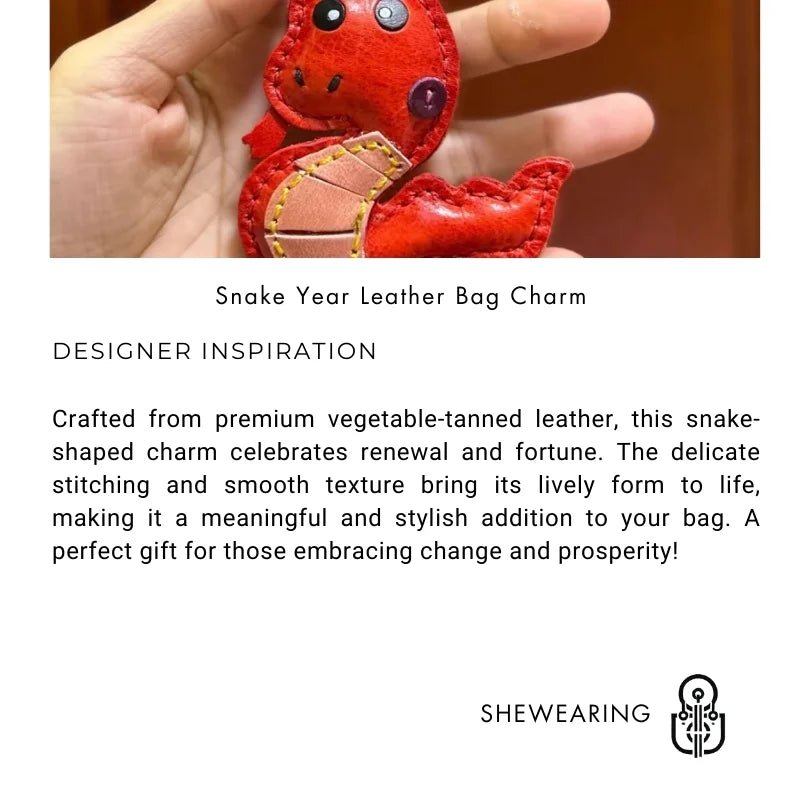 Snake Year Leather Bag Charm – Handmade Vegetable - Tanned Leather Accessory, Zodiac - Inspired Gift - Tomlynam