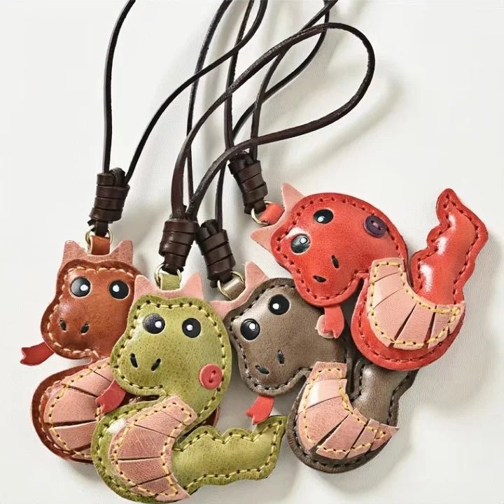 Snake Year Leather Bag Charm – Handmade Vegetable - Tanned Leather Accessory, Zodiac - Inspired Gift - Tomlynam