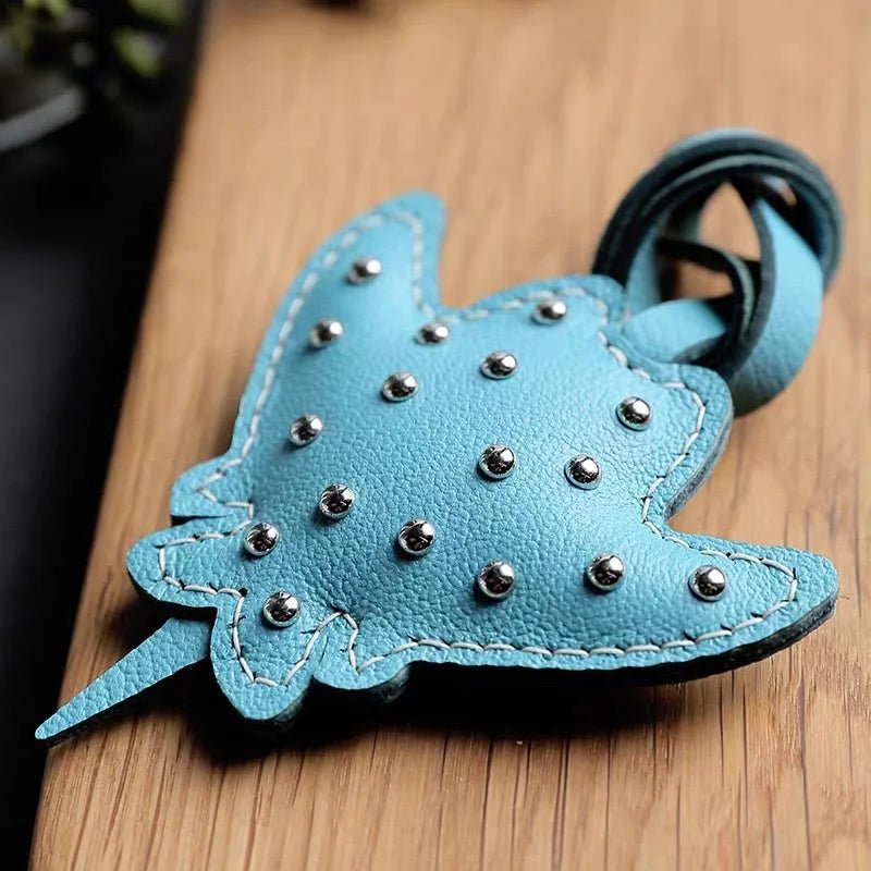 Stingray - Inspired Leather Bag Charm – Handmade Genuine Leather Keychain | Elegant Ocean Animal Pendant | Chic Accessory for Handbags & Cars - Tomlynam