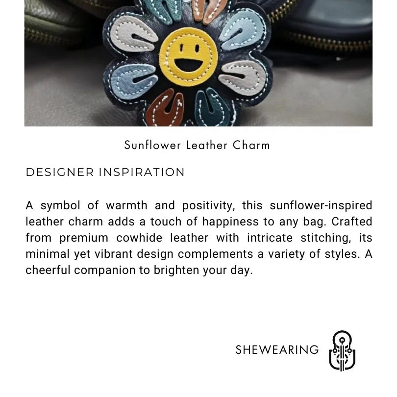 Sunflower Leather Bag Charm – Minimalist Chic Cowhide Pendant for Bags & Accessories - Tomlynam
