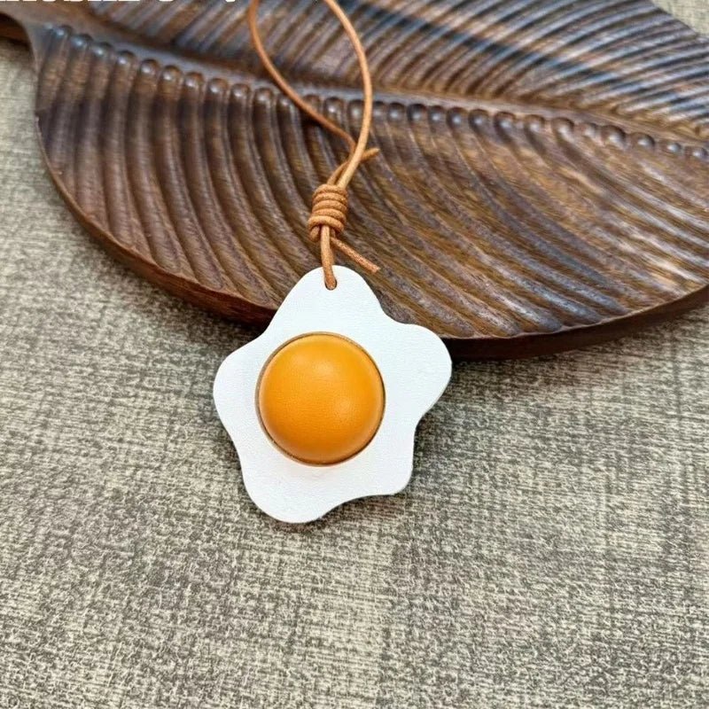Sunny - Side - Up Toast Leather Bag Charm – Handcrafted Cowhide Pendant | Whimsical Breakfast - Inspired Keychain | Retro Foodie Gift for Women - Tomlynam