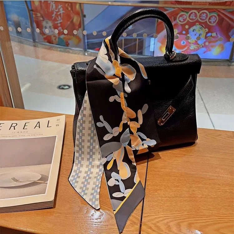 Twilly Scarf Cactus Harmony 100% Silk Bag Handle Ribbon, Wrist & Hair Scarf, 6×125cm Silk Twilly Scarf - Tomlynam