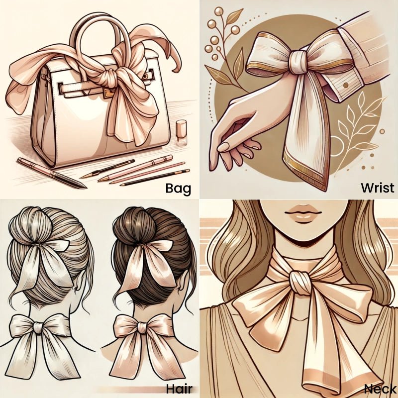 Twilly Scarf Cactus Harmony 100% Silk Bag Handle Ribbon, Wrist & Hair Scarf, 6×125cm Silk Twilly Scarf - Tomlynam