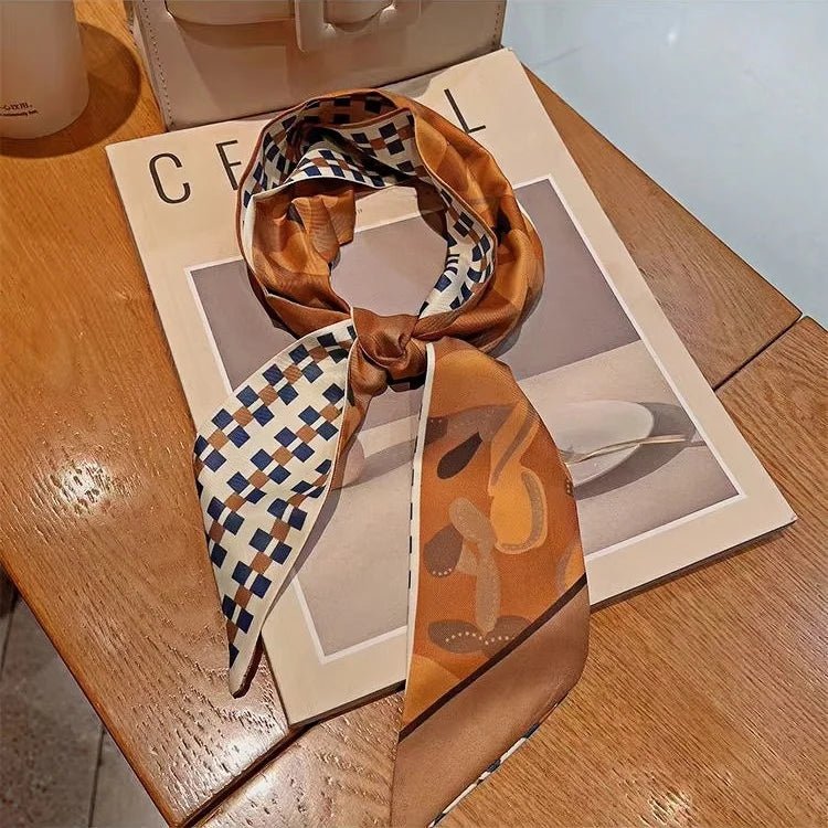 Twilly Scarf Cactus Harmony 100% Silk Bag Handle Ribbon, Wrist & Hair Scarf, 6×125cm Silk Twilly Scarf - Tomlynam