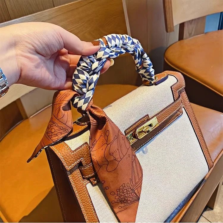 Twilly Scarf Diamond Castle 100% Silk Bag Handle Ribbon, Wrist & Hair Scarf, 7×124cm Silk Twilly Scarf - Tomlynam