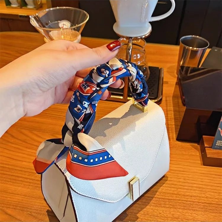 Twilly Scarf Geometric Harmony 100% Silk Bag Handle Ribbon, Wrist & Hair Scarf, 6×105cm Silk Twilly Scarf - Tomlynam