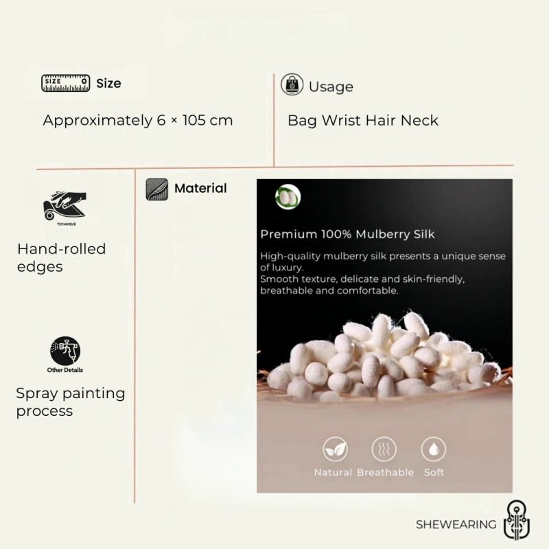 Twilly Scarf Geometric Harmony 100% Silk Bag Handle Ribbon, Wrist & Hair Scarf, 6×105cm Silk Twilly Scarf - Tomlynam