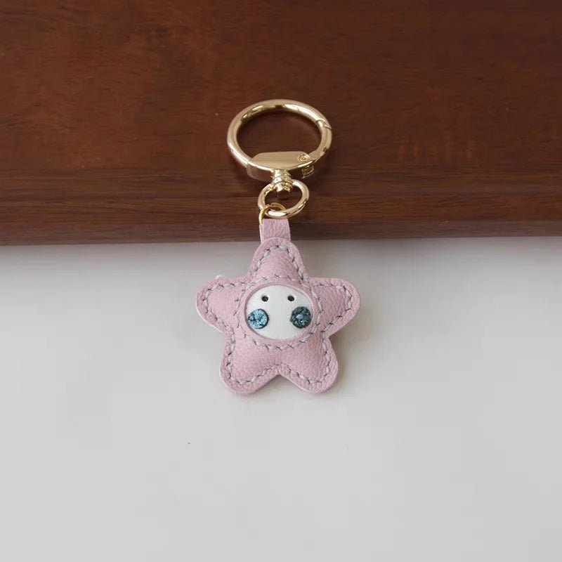 Whimsical Angel Star Leather Charm – Handmade French Goatskin Keychain | Lucky Pendant for Bags | Cute Guardian Gift - Tomlynam