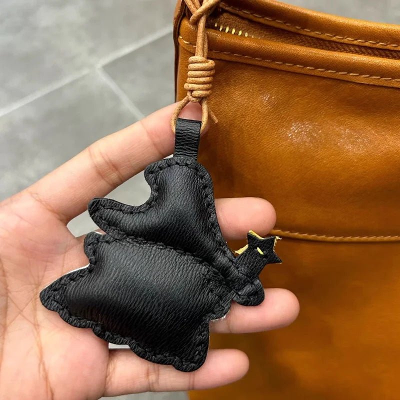 Whimsical Ghostie Leather Bag Charm – Full - Grain Lambskin | Halloween - Inspired Ornament | Cute Backpack & Key Accessory - Tomlynam