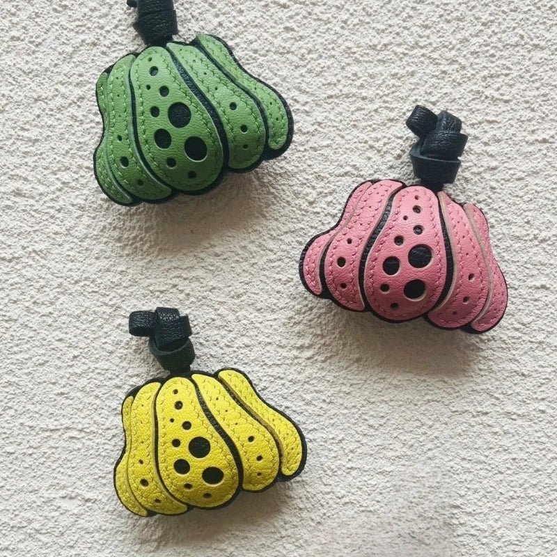 Whimsical Pumpkin Leather Bag Charm – Handmade Slowmade Keychain | Autumn - Inspired Accessory | Cute Pendant Gift in 3 Colors - Tomlynam